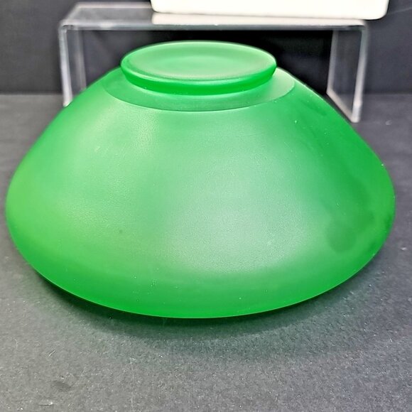 Uranium Tiffin Satin Green Glass Vase Bowl Geiger Confirmed, Amazing Piece! - Picture 10 of 16